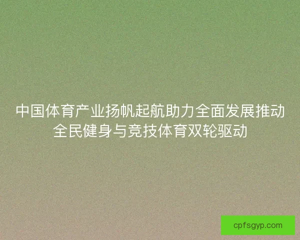 中国体育产业扬帆起航助力全面发展推动全民健身与竞技体育双轮驱动