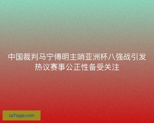 中国裁判马宁傅明主哨亚洲杯八强战引发热议赛事公正性备受关注