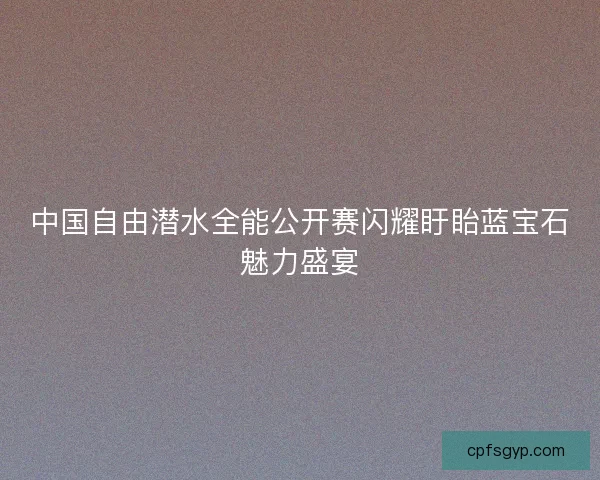 中国自由潜水全能公开赛闪耀盱眙蓝宝石魅力盛宴 中国自由潜水全能公开赛闪耀盱眙蓝宝石魅力盛宴